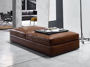 RICHARD - Rectangular leather pouf by B&B Italia - view 2
